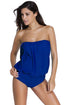 Sexy Royal Blue Wirefree Blouson Tankini 2pcs Swimsuit
